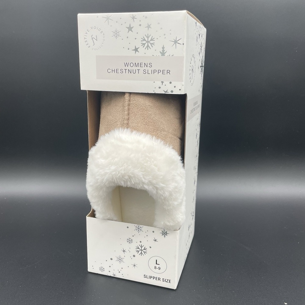 Festiveâ Voice Women's Size L 8-9, Chestnut Slide-On Memory Foam Slippers, New